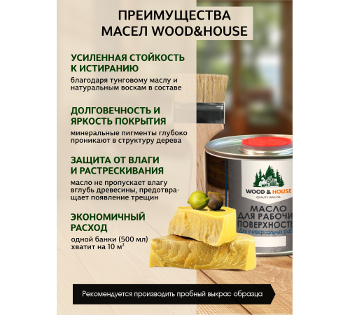 Купить МАСЛО ДЛЯ РАБОЧИХ ПОВЕРХНОСТЕЙ WOOD & HOUSE в Ярославле, Ярославская область